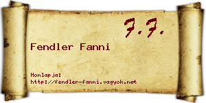 Fendler Fanni névjegykártya